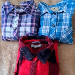 LARGE Flannel plaid button down tops, bundle of 3